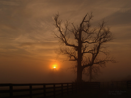 sunset sun fog clouds sunrise farm country