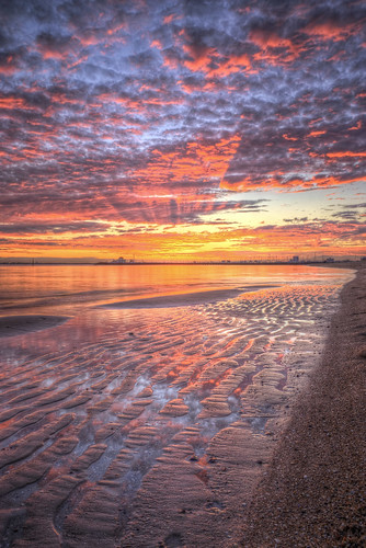 pink winter sunset red orange reflection beach water colors clouds photoshop catchycolors sand colorful australia melbourne victoria ripples hdr stkilda topaz photomatix