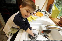 washing the dishes for his sick dad 