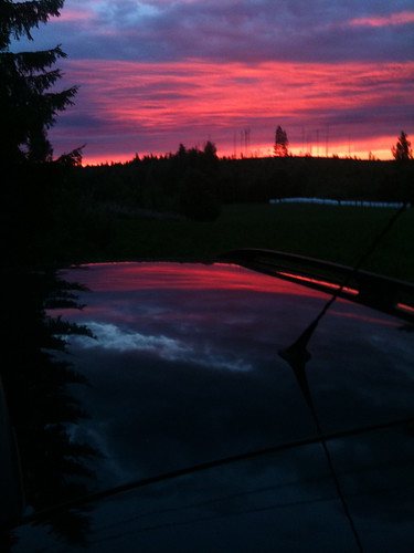 roof sunset car finland dark evening punkaharju