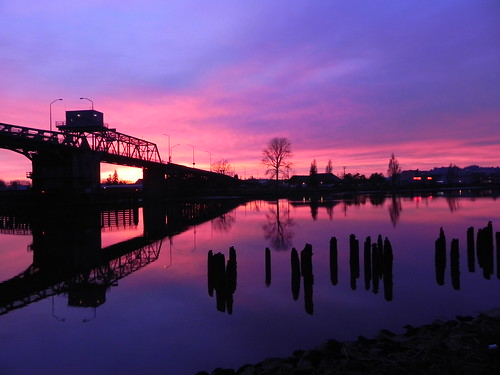 bridge sunset river hoquiam
