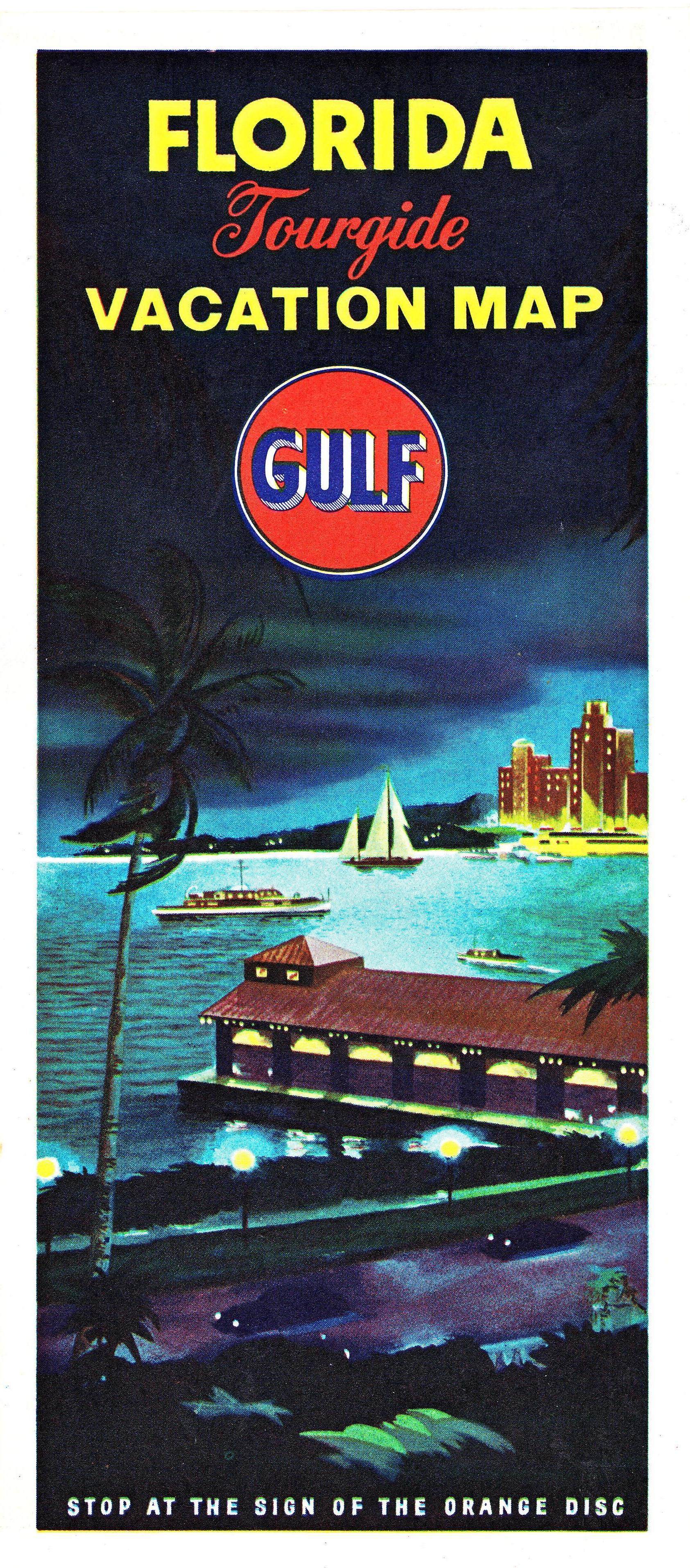 Gulf Oil Florida Tourguide Vacation Map cover - 1955