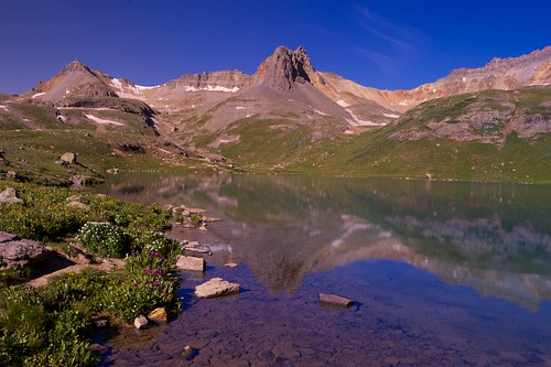lake mountains reflection ice america us san colorado silverton hiking united north basin backpacking co states juans