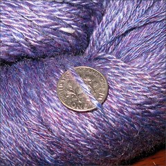 Purple Merino-silk yarn, close up