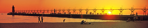 sunset beach silhouette pier sand