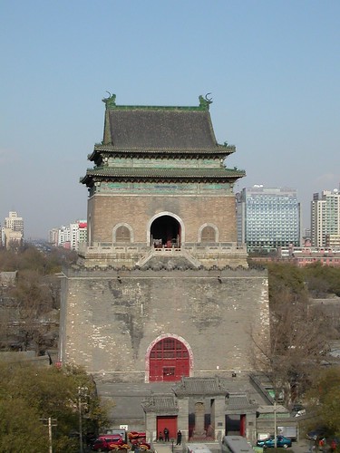 Drum or Bell Tower in Beijing as seen from the opposite tower