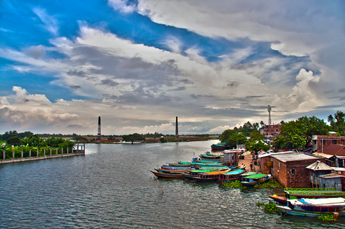 blue trees sky nature water clouds canon river skyscape landscape eos boat colours village dhaka bangladesh hdr canonefs1785mmisusm xti 400d isapur