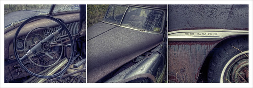 chevrolet abandoned car junk rust triptych antique rusty chevy rusted grime oldcar chevroletdelux patrickcampagnone