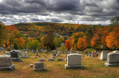 autumn trees fall colors cemetery clouds connecticut headstones ct hdr canton 2010 collinsville