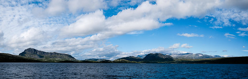 sky panorama mountain lake norway clouds view oppland bitihorn1607 synshorn1475