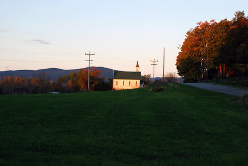 autumn trees light sunset sky white mountains grass landscape vermont leicester churches