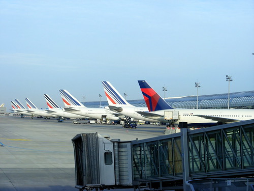 Air France / Delta Air Lines tails, Terminal 2E, Paris CDG