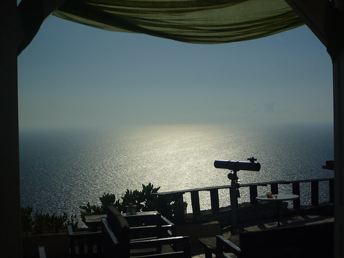 sea sky bar glasses view chairs balcony mani greece telescope apnea curtin peloponnhsos areopolh