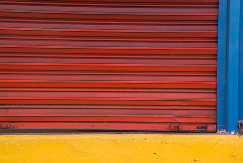 door blue red colors lines yellow metal mexico morelia michoacan
