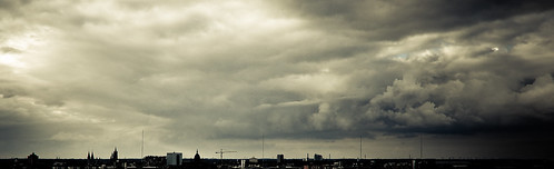 city panorama skyline clouds skyscraper town roermond