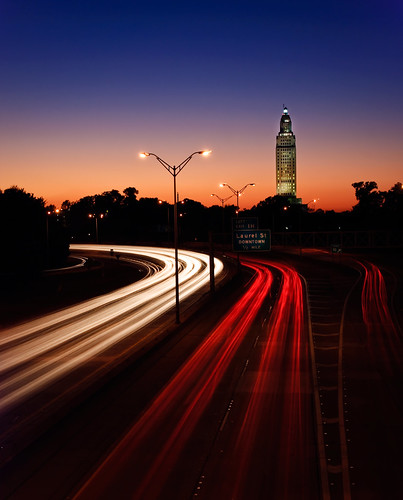 road street blue light sunset motion cars rouge nikon louisiana long exposure traffic state 10 capitol stop filter rush hour access streams d200 exit tamron laurel f28 baton seconds 401 density neutral 1755mm intersate i110 nd1000
