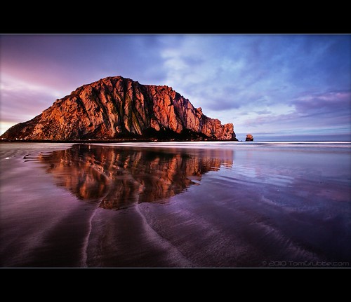 ocean california seascape reflection beach clouds sunrise dawn morrobay morro morrorock