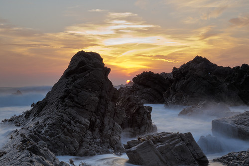 sunset sea seascape rocks devon hartland