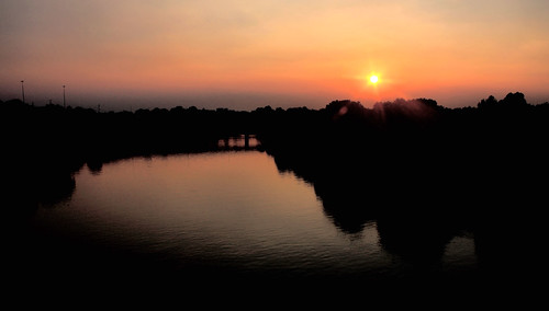 sunset sky sun reflection water river alabama montgomery alabamariver