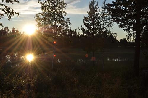 sunset summer reflection sweden lappland july lapland 2010 letch intervaltimer twinsuns bellonäs