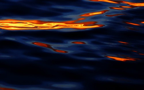 blue sunset red orange sun abstract color reflection water yellow aalborg 2010