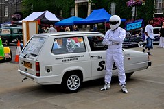 Top Gear's 'The Stig' AKA Ben Collins in a Robin Reliant