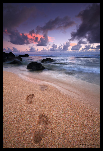 ocean sunset sea feet water landscape hawaii islands sand paradise waves scenic kauai beaches tropical haenabeach footprint