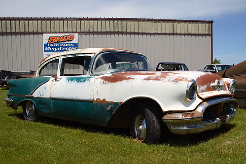 old car vintage illinois rust roadtrip heavymetal restore 1956 fathersday super88 viola oldsmobile 1956oldsmobilesuper88 violaillinois bradsusedpartsmegacenter