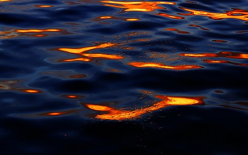 blue sunset red orange sun abstract color reflection water yellow aalborg 2010