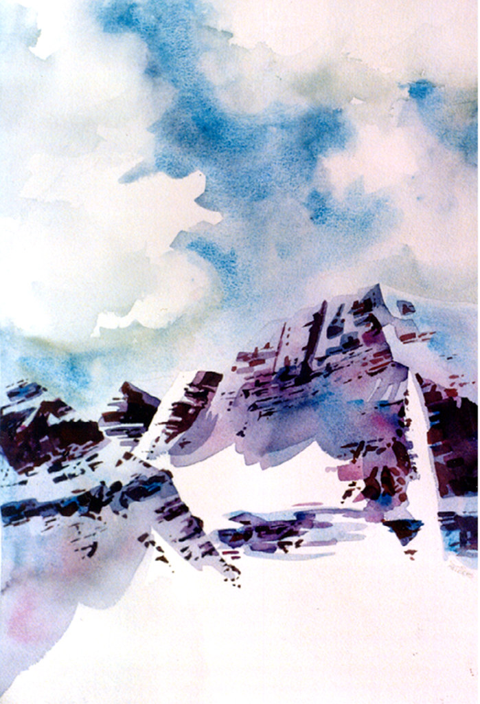 Mountain Watercolor Painting - Athabasca Valley, Rocky ...