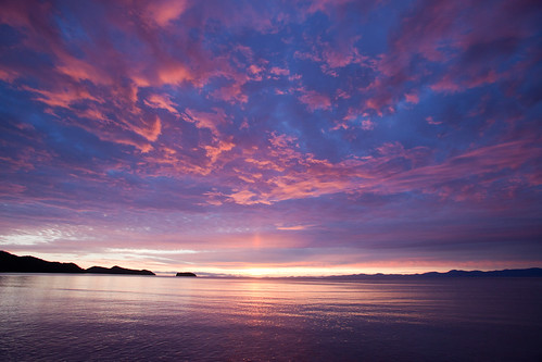 newzealand nature beautiful clouds sunrise see purple abeltasman