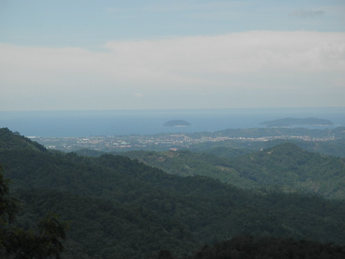 blue sea terrain water clouds buildings islands coast afternoon view horizon places aerial roofs mount jungle malaysia tropical geography gunung hilly forests sabah steep birdseye alab penampang thienzieyung