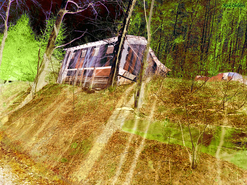 mountains colorful digitalart odd shack shelter hillside shady hideout secluded hideaway discreet unobtrusive inconspicuous concealment mountainhideaway rcvernors altereduniverse offthebeatentrail mountainhideout rickchilders mugsyshideout