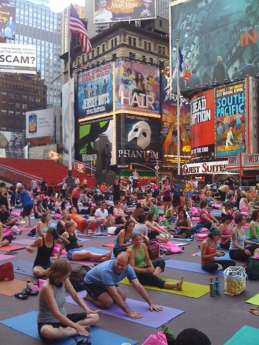 Yoga in Times Square, New York City