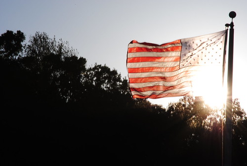 sunset flag picture canadian american epic