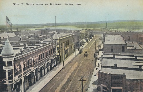 vintage postcard americanflag idaho 1910 streetview weiser