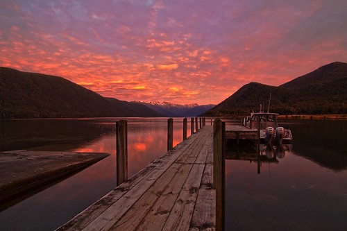 longexposure sunset newzealand mountain lake reflection clouds pier boat raw 365 hdr rotoroa project365