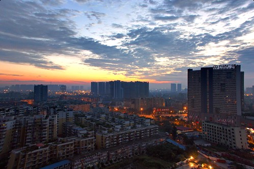 life china street morning sky skyline clouds sunrise early chengdu 中国 sichuan 成都 hdr 四川