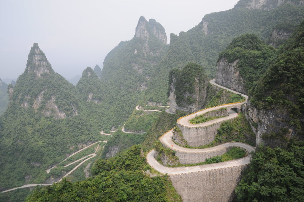 Tianmen Mountain National Geopark winding mountain road_3