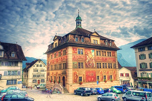 schweiz switzerland nikon suisse rathaus hdr schwyz wandmalerei photomatix tonemapped tonemapping nikonsigma morgarten photoscape sigma18125mmhsmos