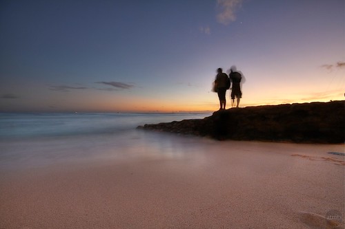sunset beach silhouette hawaii honolulu waikikibeach hdr