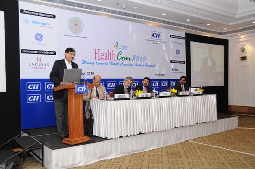 Mr. Shakti Sagar, Chairman, CII Andhra Pradesh addressing the session at Healthcon 2010 held in Hyderabad on 17th November 2010