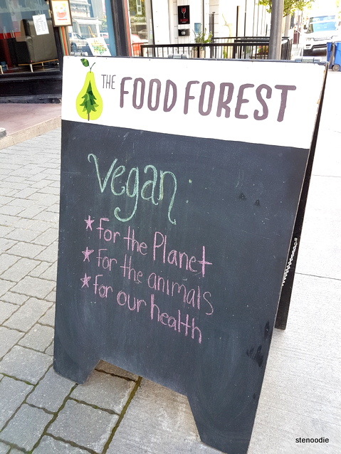 The Food Forest vegan sign