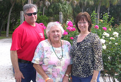 Ringling Museum - Jeff, Janet, and Kathy in Rose Garden