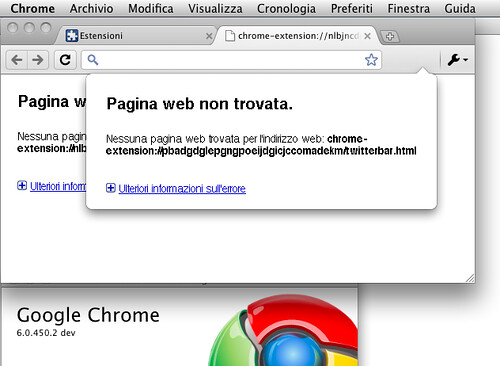 Chrome - Pagina web (ovvero: estensione) non trovata