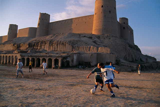 Football in Herat, Afghanistan, 2003, by Steve McCurry