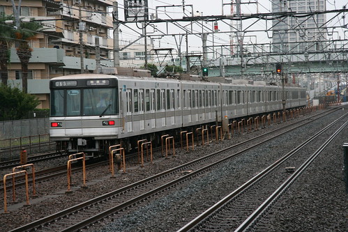 Tokyo Metro 03 series in Nishi-Arai.Sta, Adachi, Tokyo, Japan /July 1, 2017