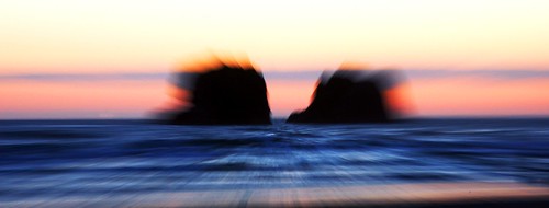 ocean sunset blur water rock stone oregon pacific rockawaybeach twinrocks