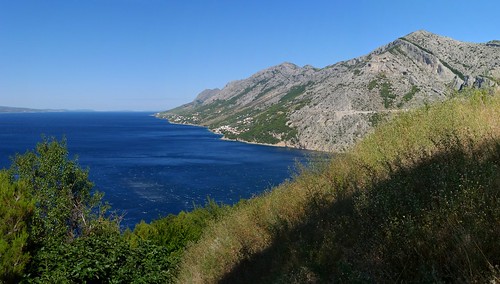 road blue sea panorama mountains water hills more hrvatska dalmatia dalmacija brela biokovo morje hrvaška zadvarje šestanovac sestanovac