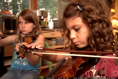 shea and rebecca playing violin with rachel 